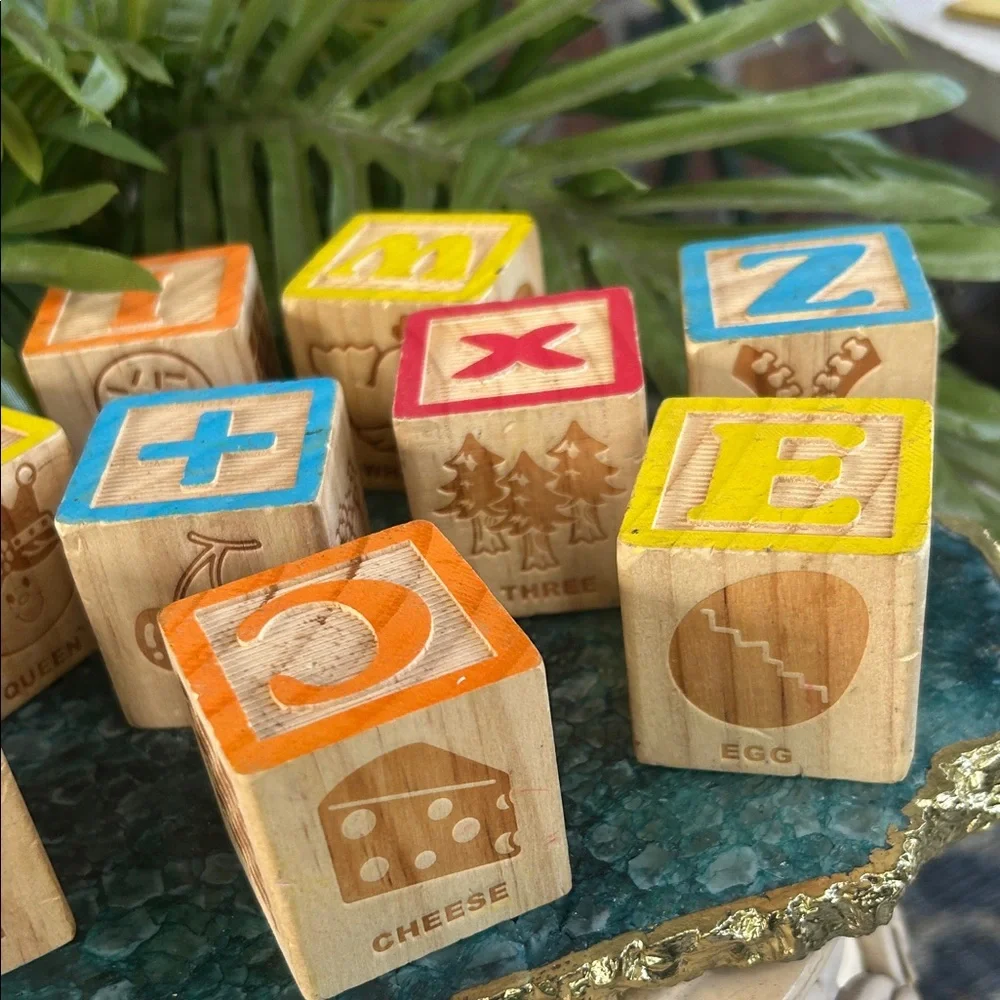 Vintage Wooden Alphabet Building Blocks